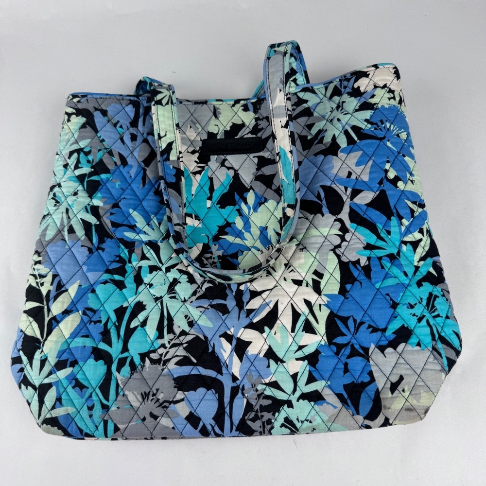Vera Bradley Quilted Tote Shoulder Camo Floral Pattern Blue